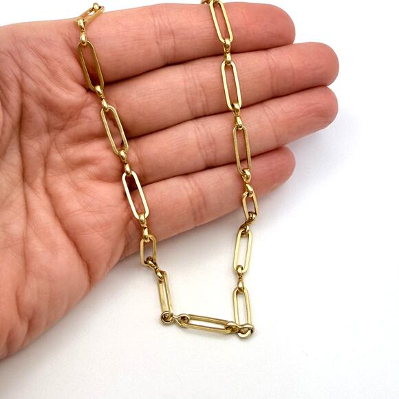 MADEWELL Paperclip Chain Necklace Matte Gold Tone Lobster Clasp Adjustable 15" - Picture 2 of 4